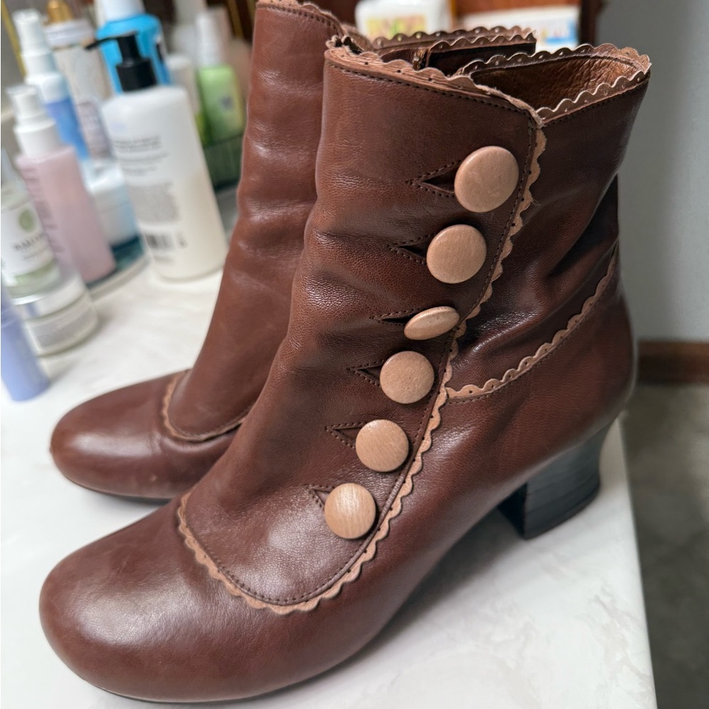 Miz Mooz Vintage Inspired Brown Leather Ankle Boots